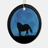 馬かわいらしと月のクリスマス装飾 セラミックオーナメント (左)