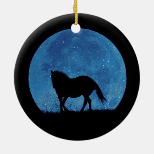馬かわいらしと月のクリスマス装飾 セラミックオーナメント (裏面)
