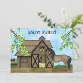 馬かわいらしと納屋の誕生日招待状~女の子 招待状 (スタンド正面)