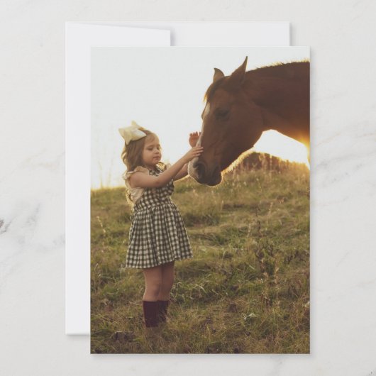馬かわいらしと花の写真誕生日 招待状 (裏面)