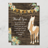 馬かわいらしと花の素朴木 サンキューカード (正面/裏面)