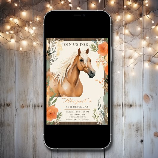 馬かわいらしと花の誕生日 招待状