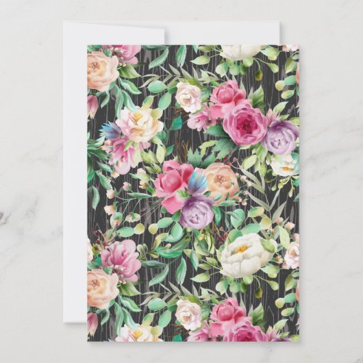 馬かわいらしと花|ウッ素朴ド誕生日 招待状 (裏面)