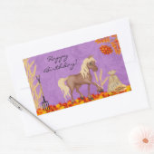 馬かわいらしイン紅葉誕生日シール 長方形シール (封筒)