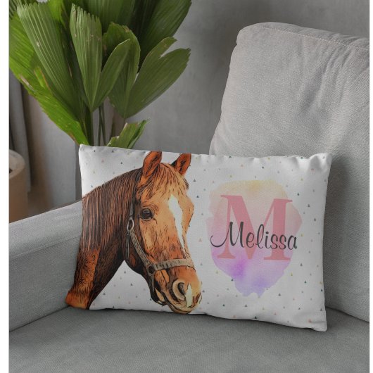 馬かわいらし獣馬馬厩舎モノグラム アクセントクッション