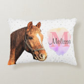 馬かわいらし獣馬馬厩舎モノグラム アクセントクッション (正面)