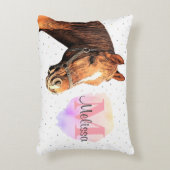 馬かわいらし獣馬馬厩舎モノグラム アクセントクッション (正面(垂直))