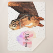 馬かわいらし獣馬馬厩舎モノグラム シェルパブランケット (正面)