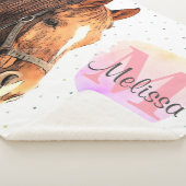 馬かわいらし獣馬馬厩舎モノグラム シェルパブランケット (3/4)