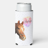 馬かわいらし獣馬馬厩舎モノグラム スリム缶クーラー (Seltzer正面)