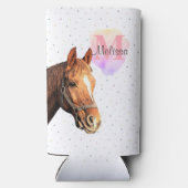 馬かわいらし獣馬馬厩舎モノグラム スリム缶クーラー (裏面)