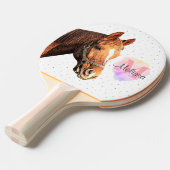 馬かわいらし獣馬馬厩舎モノグラム 卓球ラケット (正面アングル)