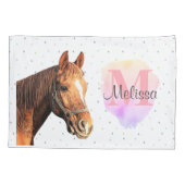 馬かわいらし獣馬馬厩舎モノグラム 枕カバー (裏面)