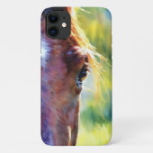 馬かわいらし顔水色スタイルアートフォンケース Case-Mate iPhoneケース (裏面)