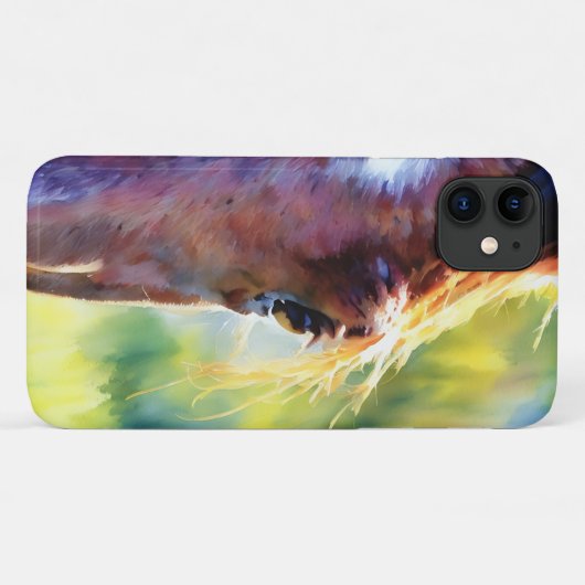 馬かわいらし顔水色スタイルアートフォンケース Case-Mate iPhoneケース (裏面(横))