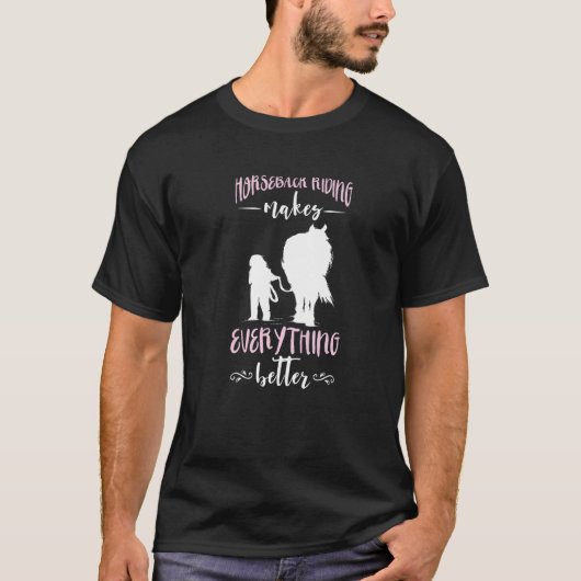 馬がすべてを良くする 馬術 乗馬 Tシャツ (正面)