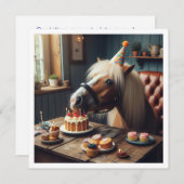 馬がケーキを食べる誕生日招待状, 馬好きな人へ 招待状 (正面/裏面)