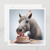 馬がケーキを食べる誕生日招待状, 馬好きな人へ 招待状 (正面/裏面)