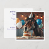 馬がケーキを食べる誕生日招待状, 馬好きな人へ 招待状 (正面/裏面)