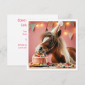 馬がケーキを食べる誕生日招待状, 馬好きな人へ 招待状 (正面/裏面)