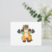 馬がバーベルを持つボディビルダー ポストカード (スタンド正面)