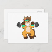 馬がバーベルを持つボディビルダー ポストカード (正面/裏面)