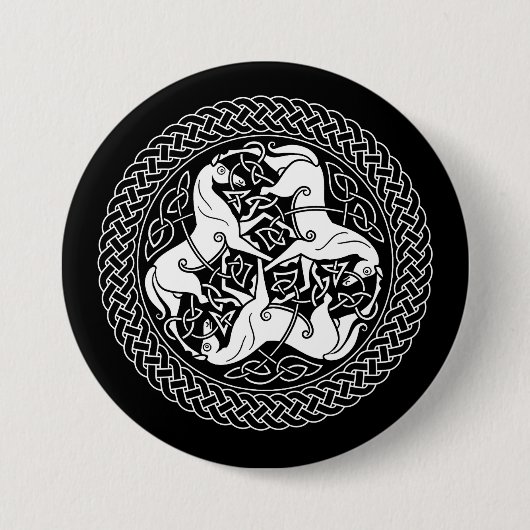 馬が付いているケルト人のEponaの結び目 缶バッジ (正面)