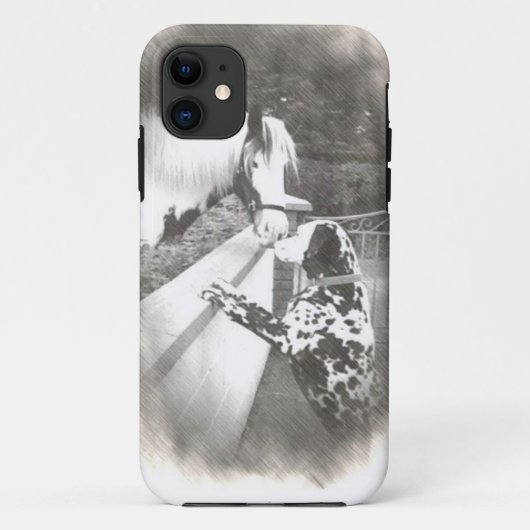 馬が付いているDalmation犬のトロッコ Case-Mate iPhoneケース (裏面)