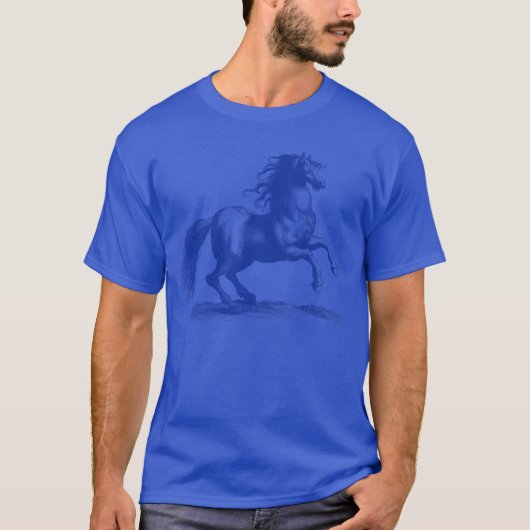馬が前足を上げる面白いデザイン Tシャツ (正面)