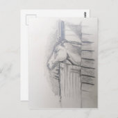 馬が厩舎の戸を見つめている ポストカード (正面/裏面)