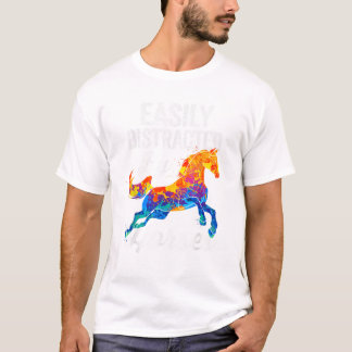 馬が大好きな人へのギフト 馬に気が散りやすい Tシャツ
