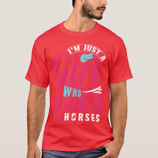 馬が大好きな女の子おもしろい Tシャツ (正面)