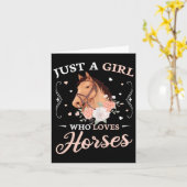 馬が大好きな女の子かわいい女の子の馬 カード (黄色い花)