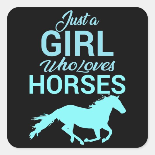 馬が大好きな女の子を馬で駆ける スクエアシール (正面)