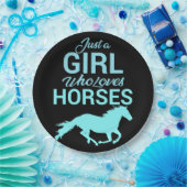 馬が大好きな女の子を馬で駆ける ペーパープレート (パーティー)