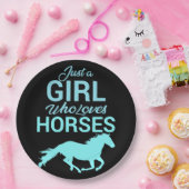 馬が大好きな女の子を馬で駆ける ペーパープレート (パーティー)