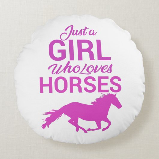 馬が大好きな女の子を馬で駆ける ラウンドクッション (正面)
