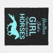 馬が大好きな女の子を駆けパーソナライズされたる フリースブランケット (正面(横))