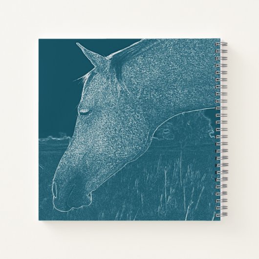 馬が大好きな馬友達　ターコイズブルーに白 ノートブック (裏面)
