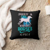 「馬が好きな女の子だけ」パーソナライズされた投球 クッション (ブランケット)