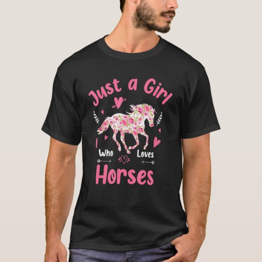 馬が好きな女の子のための乗馬ファーム Tシャツ (正面)
