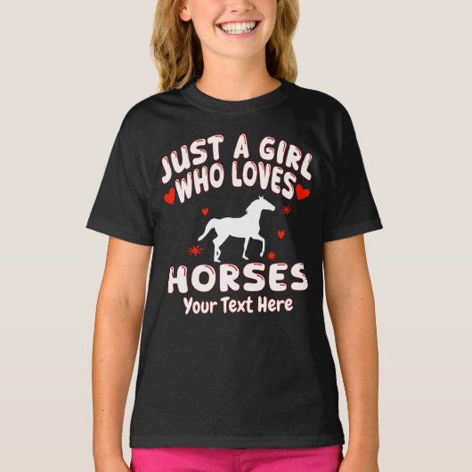 馬が好きな女の子 オーダーメイド Tシャツ (正面)