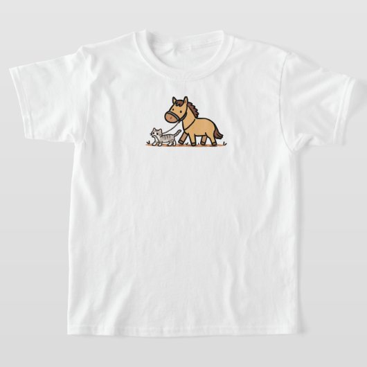 馬が好きな子猫 Tシャツ (レイダウン)