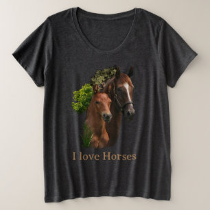 馬が好き プラスサイズTシャツ