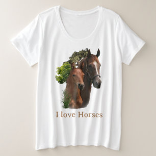 馬が好き プラスサイズTシャツ