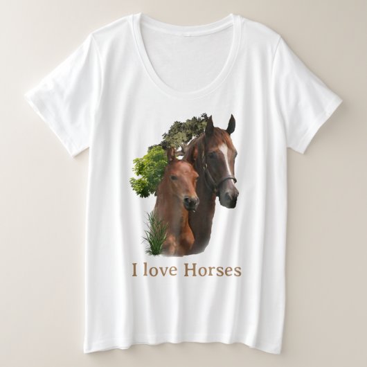 馬が好き プラスサイズTシャツ (デザイン正面)