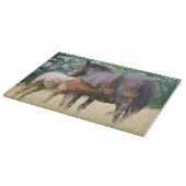 馬が子馬に餌を与えるグラス カッティングボード (角)