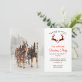 馬が引くスレッドのクリスマス シーン 招待状 (スタンド正面)