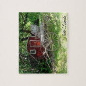 馬が引く乳母車および赤の小屋 ジグソーパズル (縦)