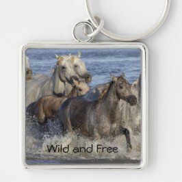 馬が水の中を駆け回る キーホルダー